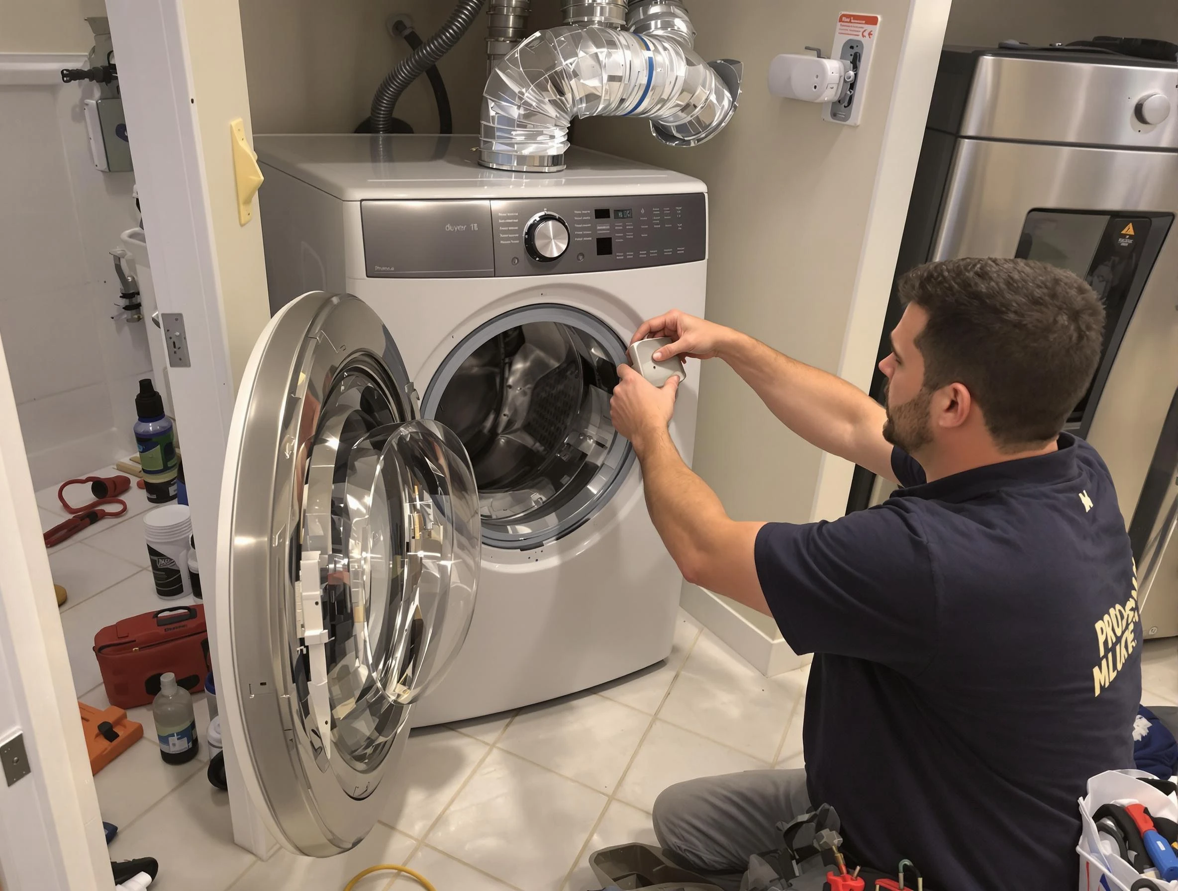 Druid Hills Dryer Vent Cleaning technician performing precise dryer vent hose installation in Druid Hills